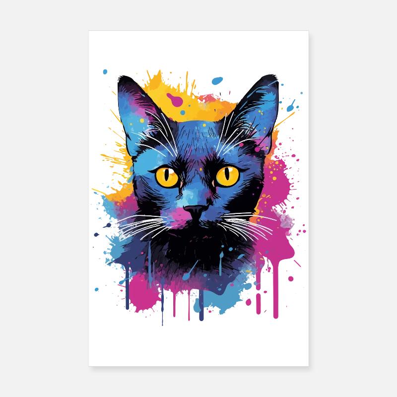 Splash Art Bombay Katzengesicht Bunt Poster 20x30 cm