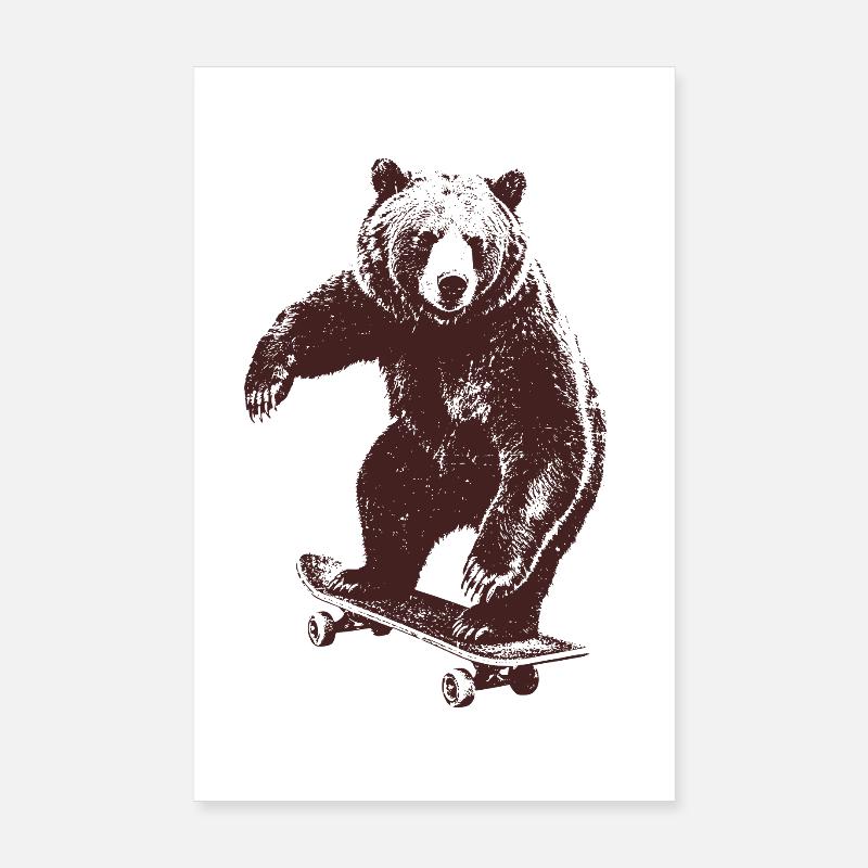Skating Bär Poster 20x30 cm