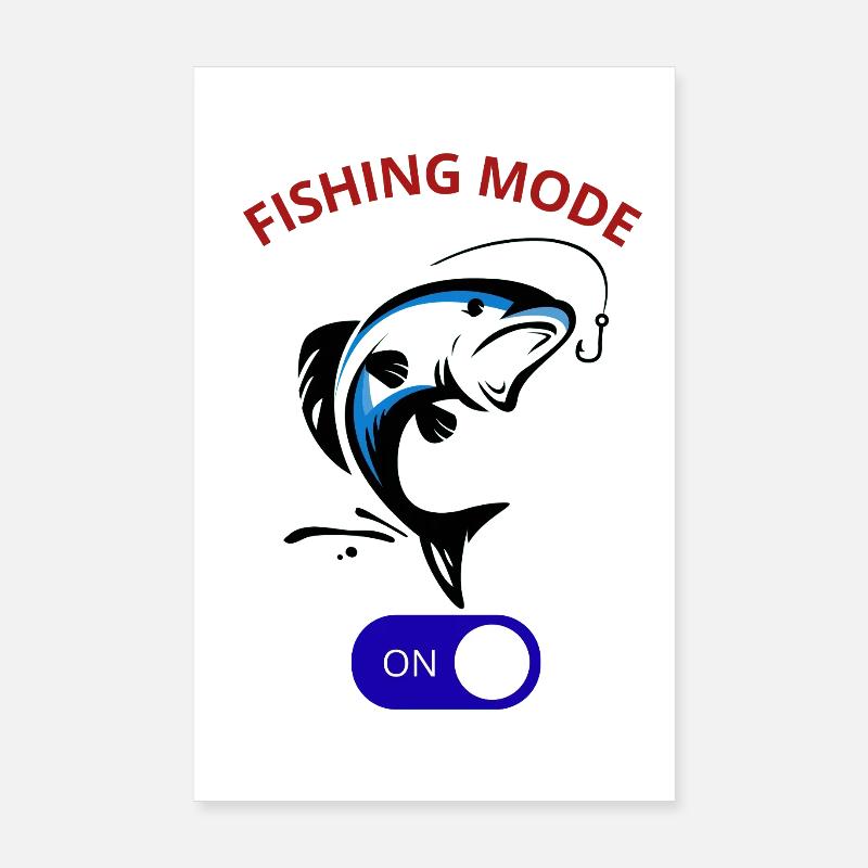 Angelmodus aktiviert Cool Angler Fish Hook Tee Poster 20x30 cm