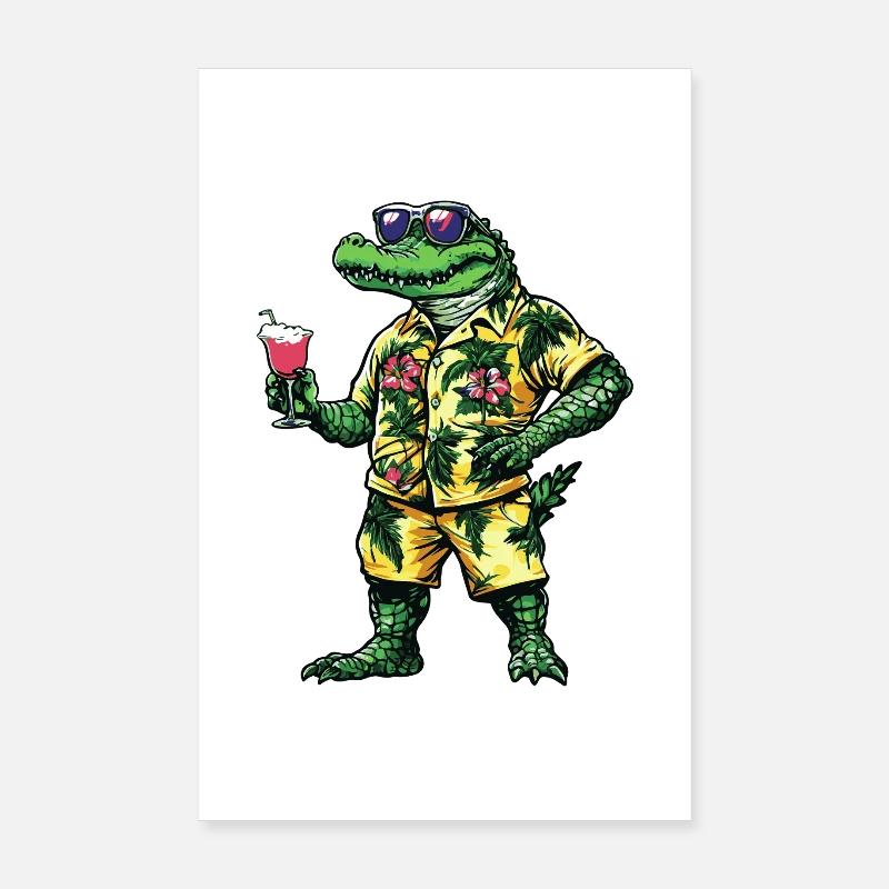 Alligator Comic Summer Poster 8" x 12" (20x30 cm)