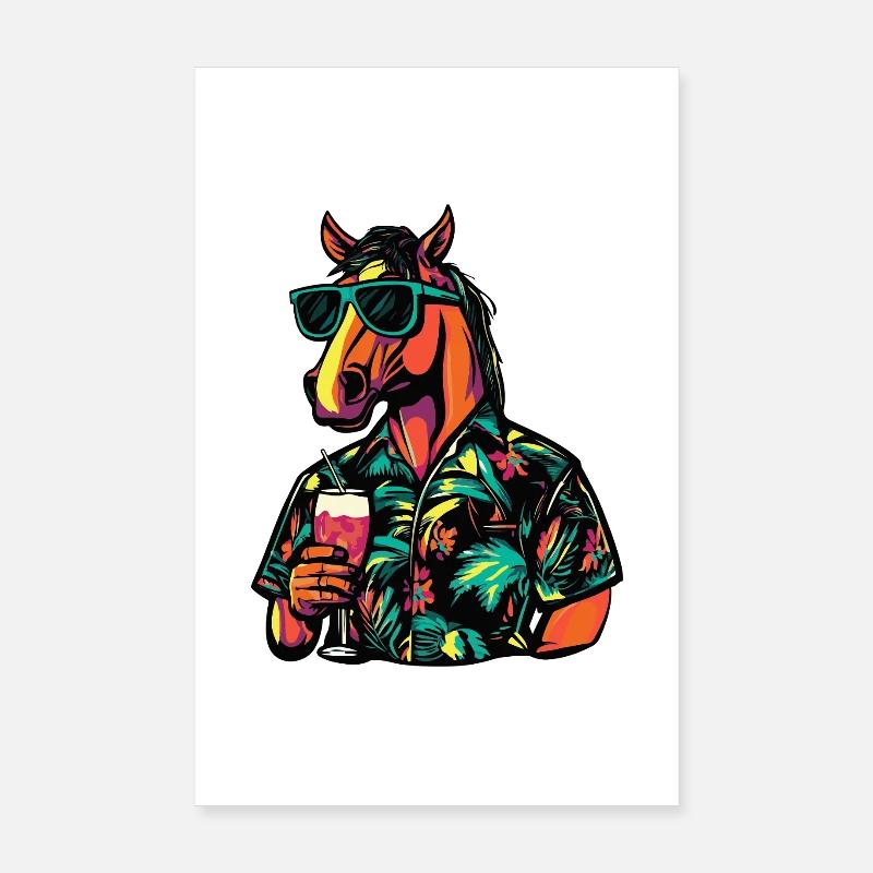 Pferd Comic Sommer Poster 20x30 cm