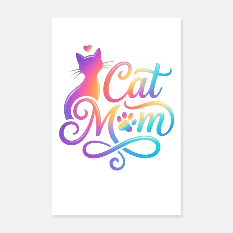 Maman chat, Maman chat, motif coloré de chat Poster 20 x 30 cm