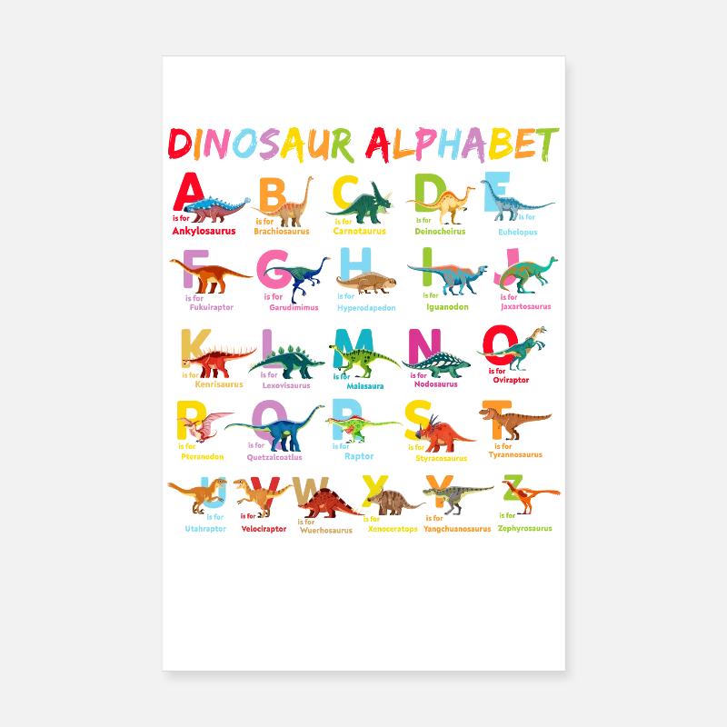 Abécédaire Dinosaure Alphabet Enfant Poster 20 x 30 cm