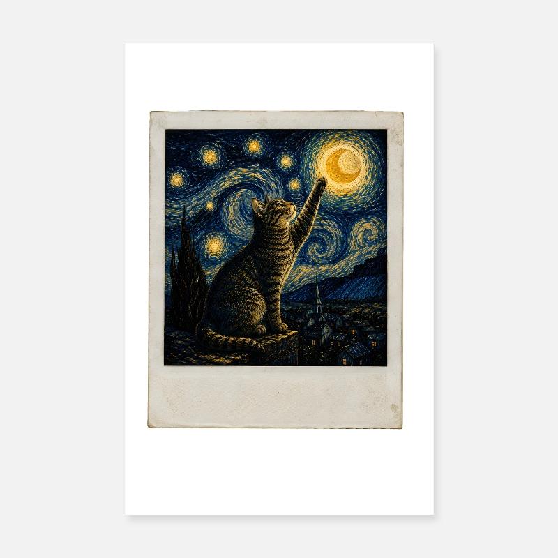 Star cat in night style Poster 8" x 12" (20x30 cm)
