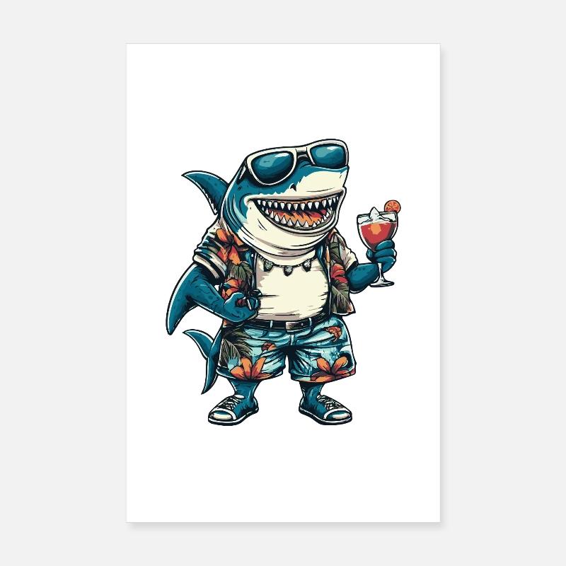 Été de la bande dessinée Shark Poster 20 x 30 cm
