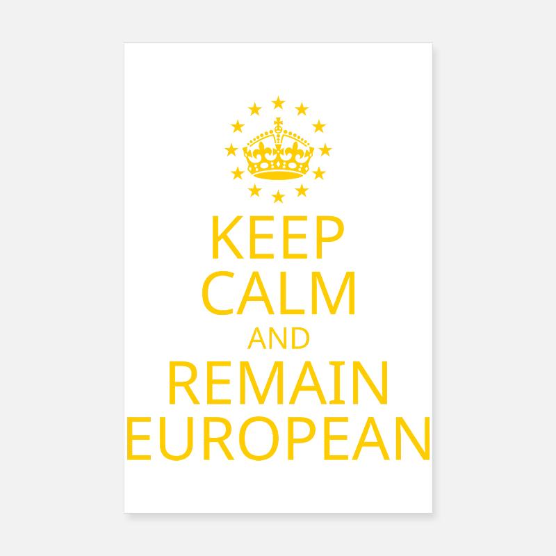 Modern Yellow Blue Keep Calm Crown Europe Vector Poster 20x30 cm