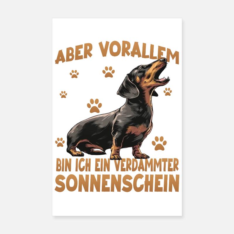 Teckel Wiener Dog kleiner Jagdhund Design Poster 20x30 cm