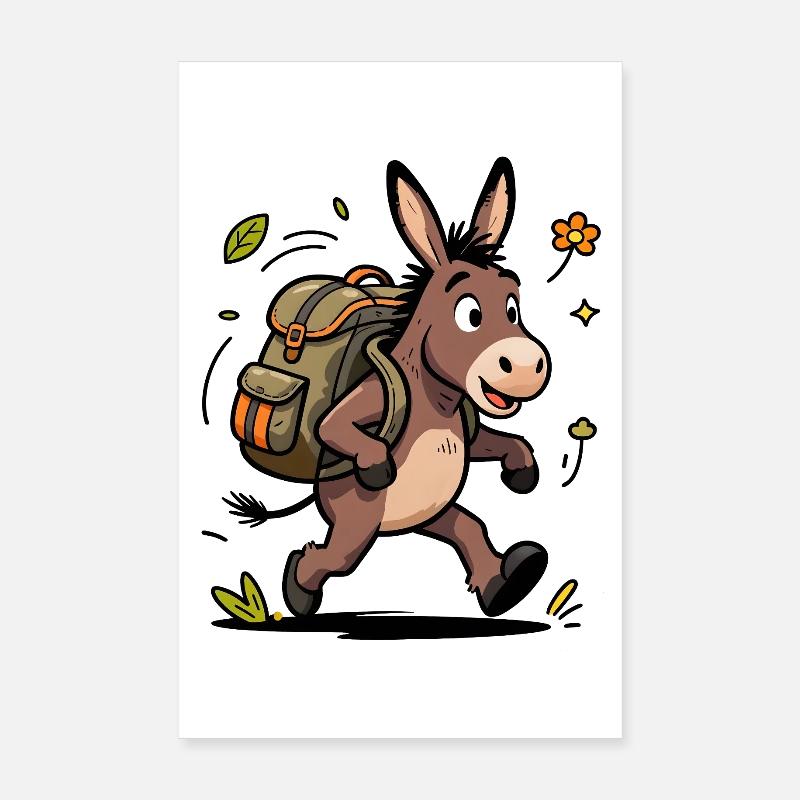 Aventure d'Âne Randonneur Poster 20 x 30 cm