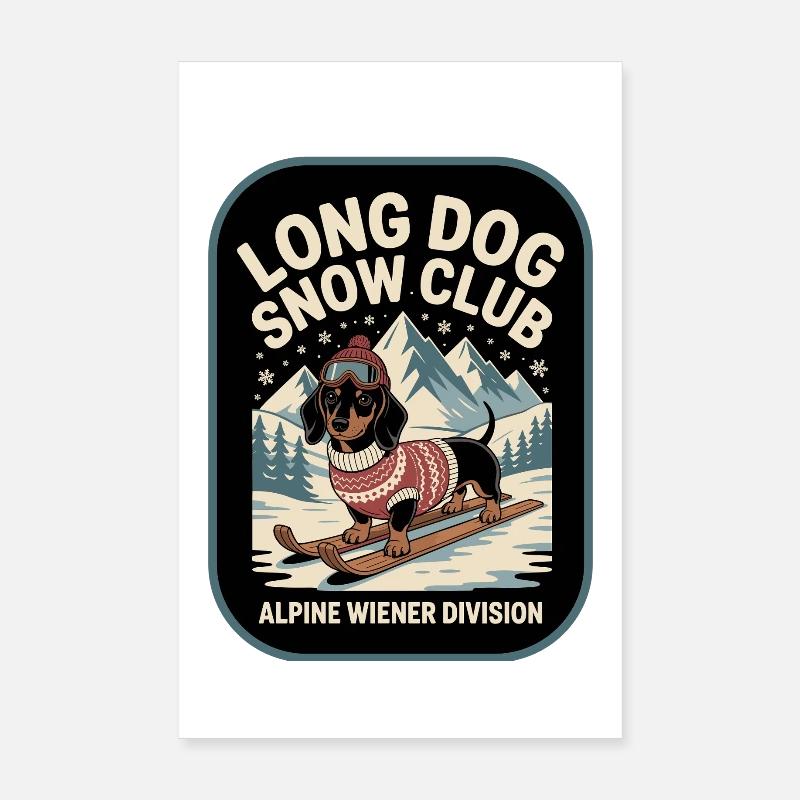Ski Dachshund Poster 8" x 12" (20x30 cm)
