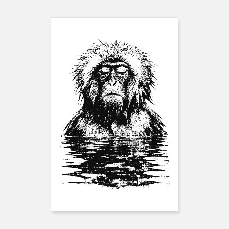 Onsen Makake Affe Poster 20x30 cm