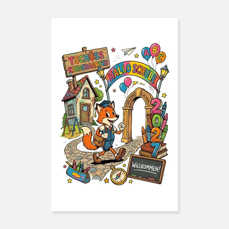 Schulanfang 2027 Fuchs Hallo Schule Poster 20x30 cm