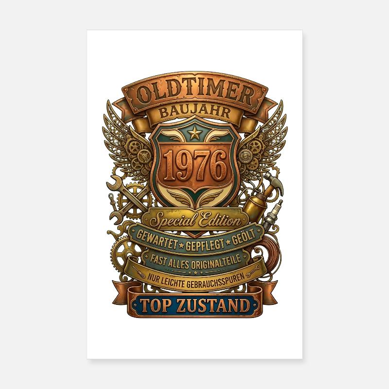 Oldtimer 1976 Geburtstag Retro Steampunk Poster 20 x 30 cm