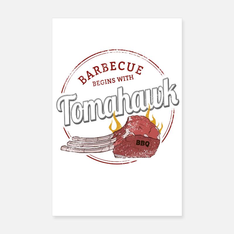 Barbecue au bœuf au tomahawk barbecue Poster 20 x 30 cm