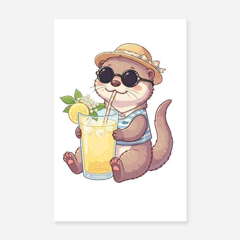Summer Otter Lemonade Vibe - Poster 8" x 12" (20x30 cm) - white