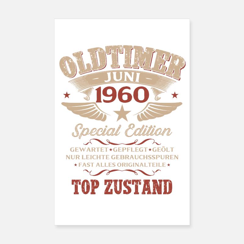 66. Geburtstag Geschenk Mann Oldtimer Juni 1960 Poster 20x30 cm