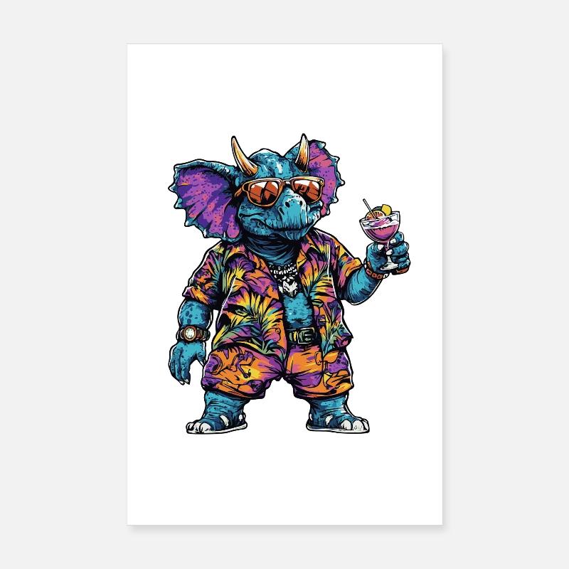 Dinosaur triceratops Comic Summer Poster 8" x 12" (20x30 cm)