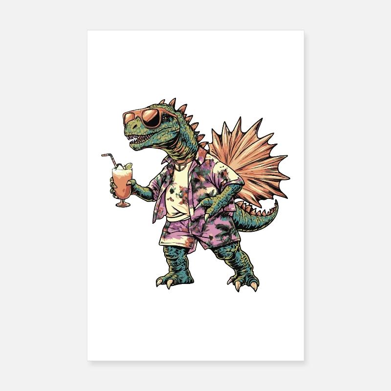 Dinosaur Stegosaurus Comic Summer Poster 8" x 12" (20x30 cm)