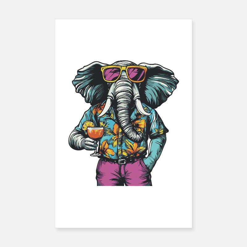Elephant Comic Funny Holiday Poster 20 x 30 cm