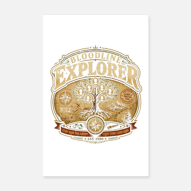 Généalogie Explorateur de lignée généalogique Poster 20 x 30 cm