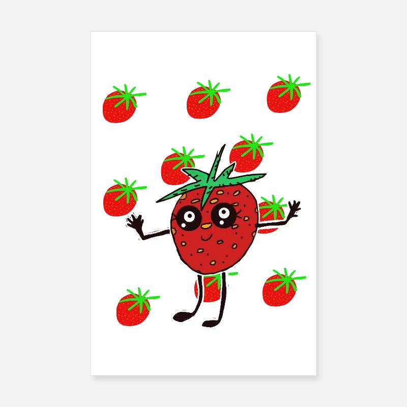 Lustige Erdbeere Erdbeeren Kinder  Poster 20x30 cm