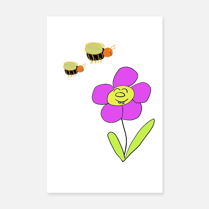 Flower with friendly bees Poster 8" x 12" (20x30 cm)