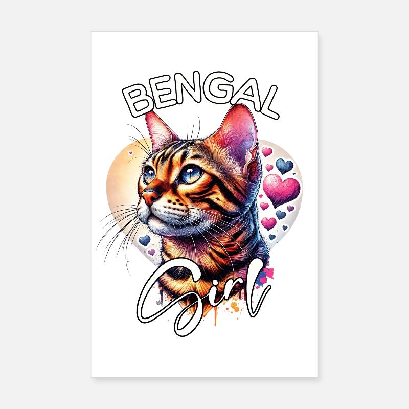 Bengal Cat Mädchen Bengalkatze Poster 20x30 cm