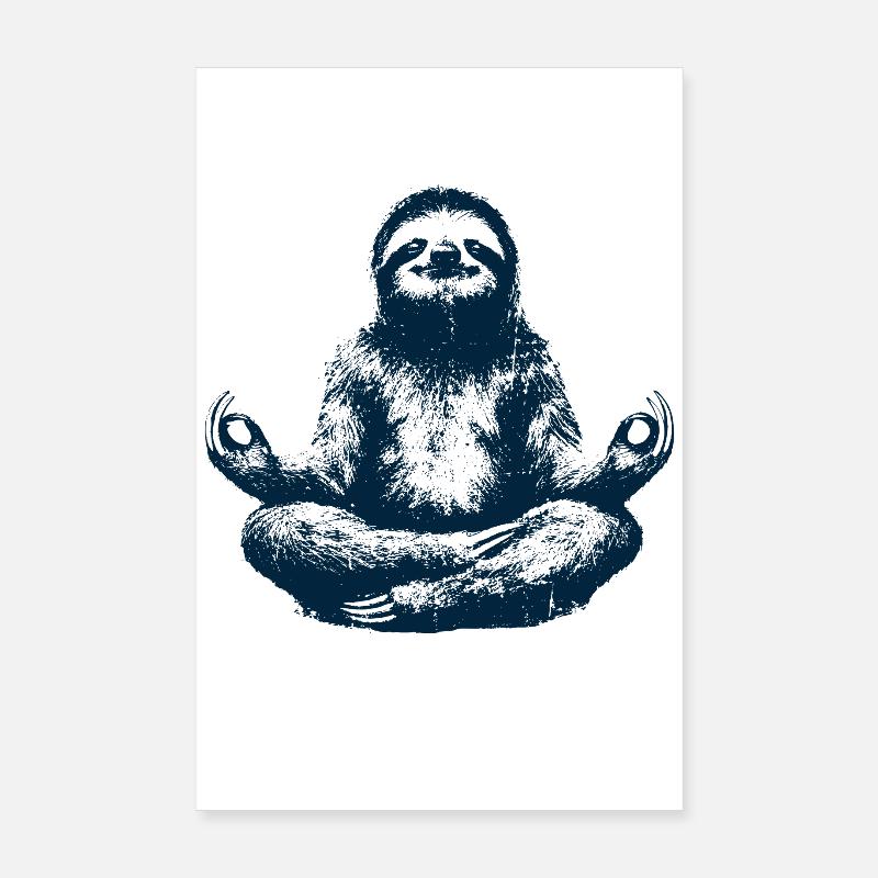 Yoga Sloth Meditating Namaste Poster 8" x 12" (20x30 cm)