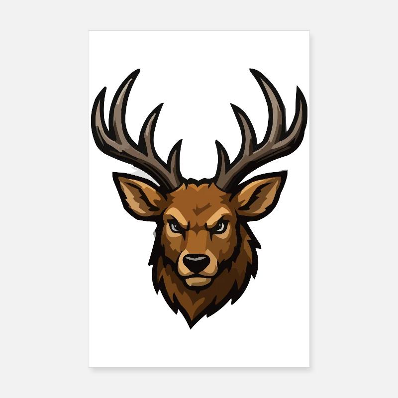 Forest deer head illustration Poster 8" x 12" (20x30 cm)