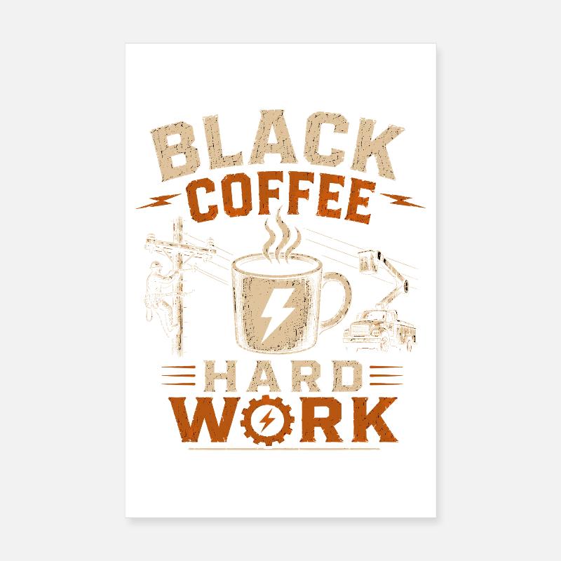 Café devant la ligne électrique Poster 20 x 30 cm