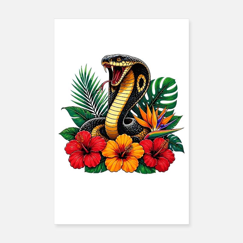 Serpent dans le parc des fleurs tropicales Poster 20 x 30 cm