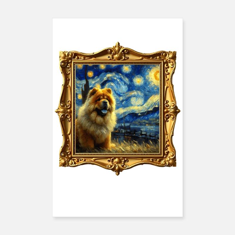 La Nuit étoilée de Chowchow Poster 20 x 30 cm
