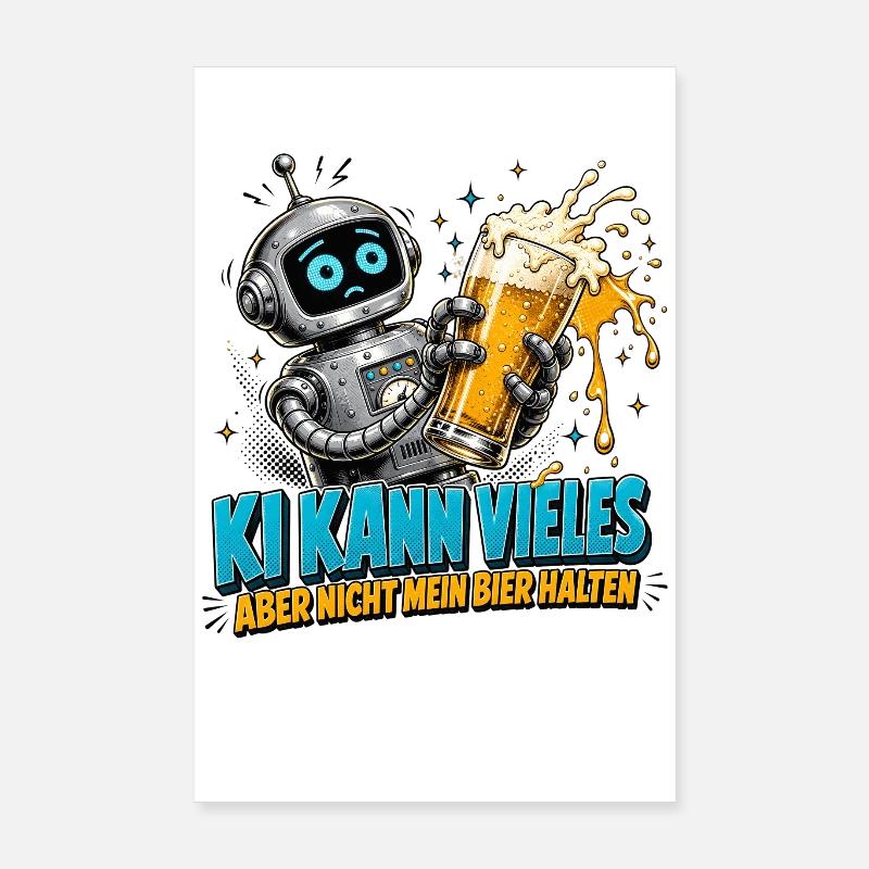 Roboter Bier Spruch Poster 20x30 cm