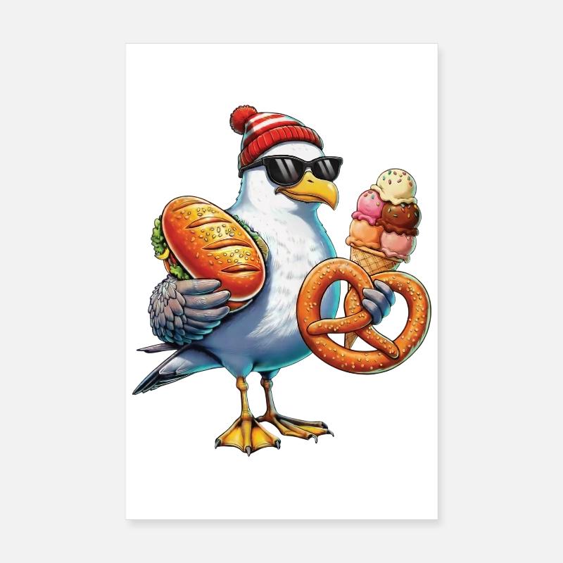 Möwe Brezel Eiscreme Poster 20x30 cm