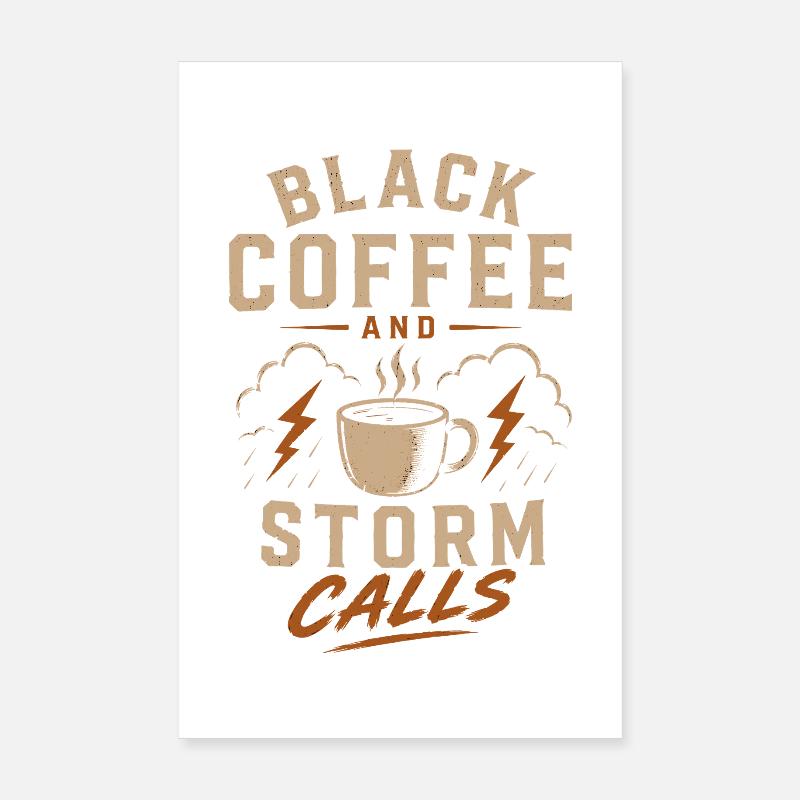 Lineman Électricité Café Noir et Tempête Poster 20 x 30 cm