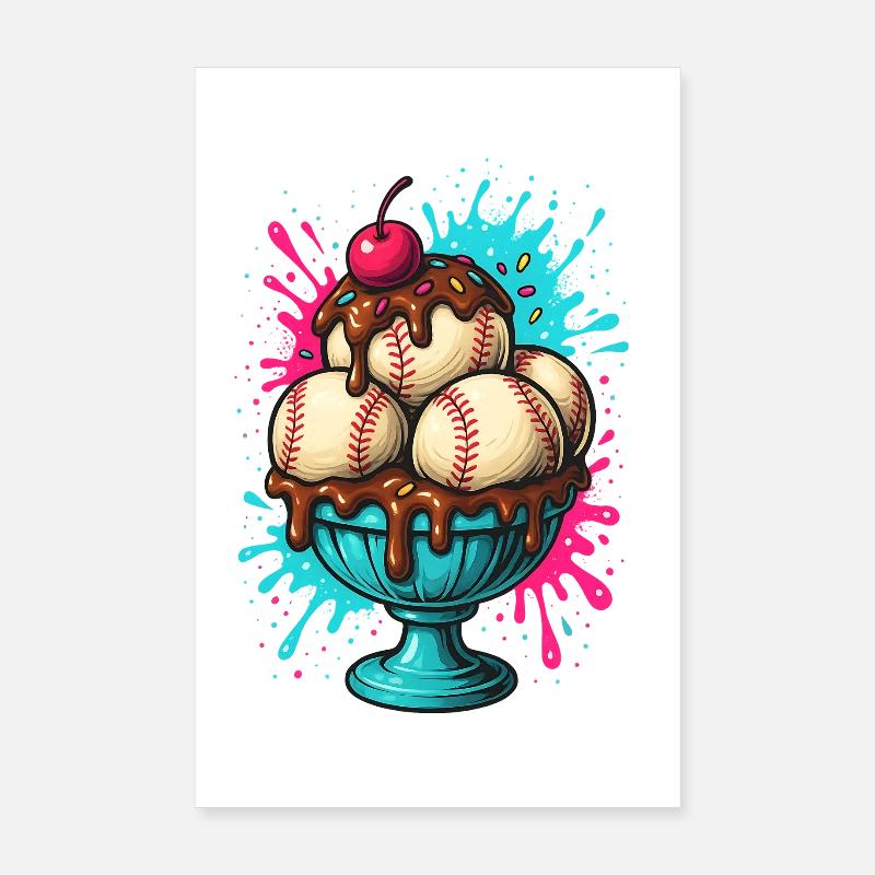 Plaisir Sundae de baseball Poster 20 x 30 cm