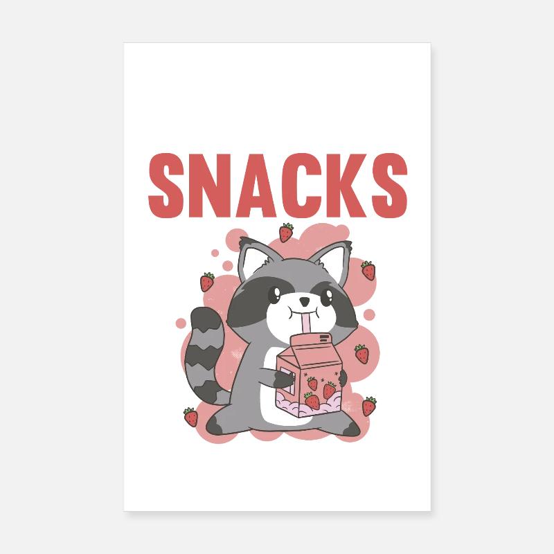 I Require Snacks Trash Panda Raccoon Poster 8" x 12" (20x30 cm)