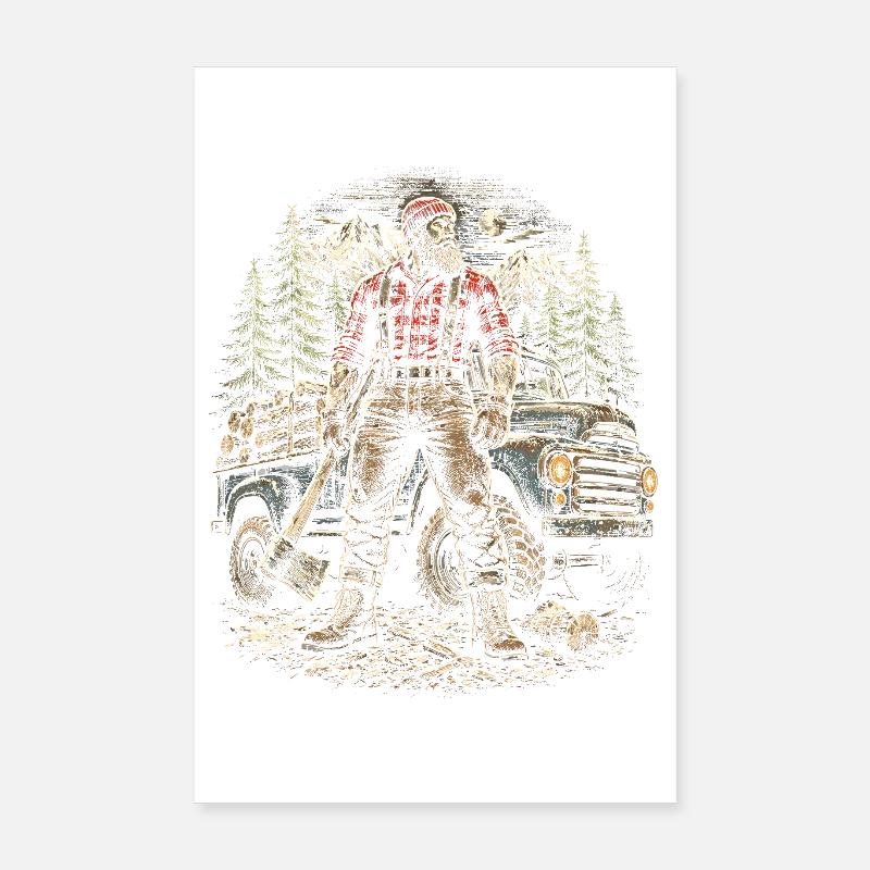 Lumberjacks Tree Cutters Lumberjacks Poster 8" x 12" (20x30 cm)