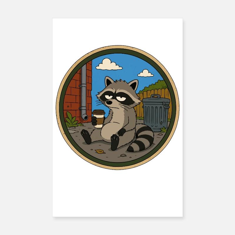 Waschbär in der Kaffeepause Poster 20x30 cm
