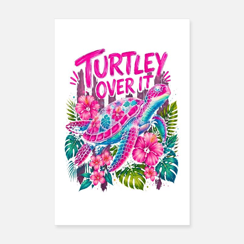 Tortue Sur Ça Mignonne Fleur de Tortue Poster 20 x 30 cm