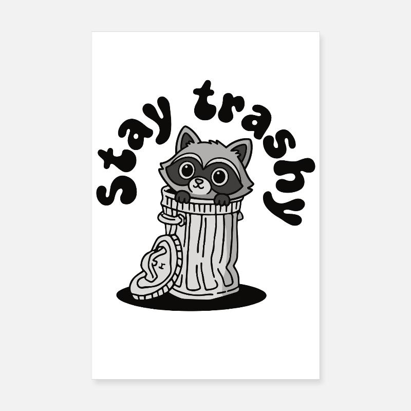 Reste Trashig, Mignon Panda Raton Laveur Ordures Poster 20 x 30 cm