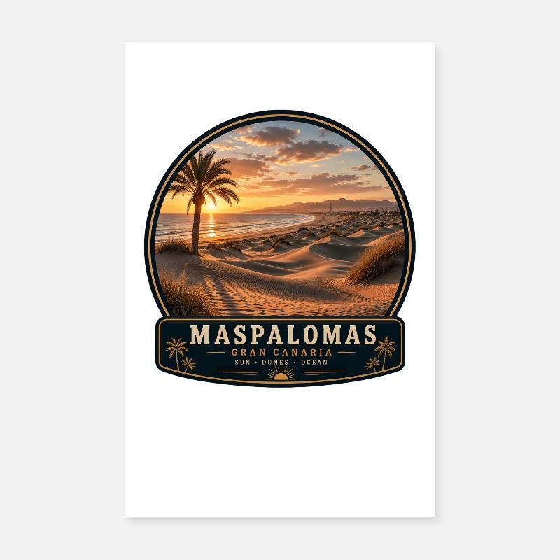 Coucher de soleil de Maspalomas à Gran Canaria Poster 20 x 30 cm