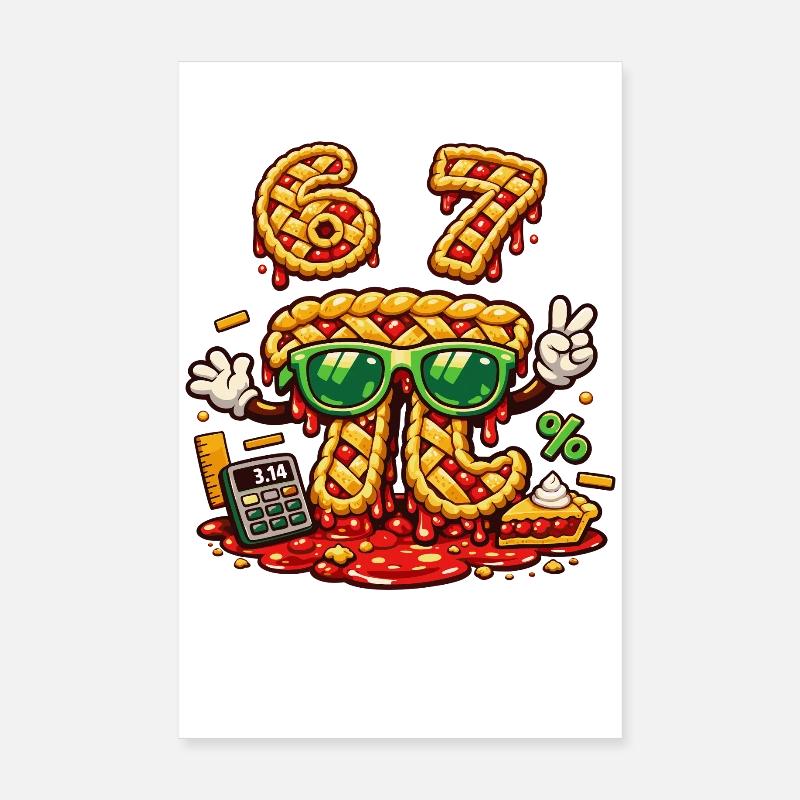 Pi Day 67 Birthday Math Cake Design Poster 8" x 12" (20x30 cm)