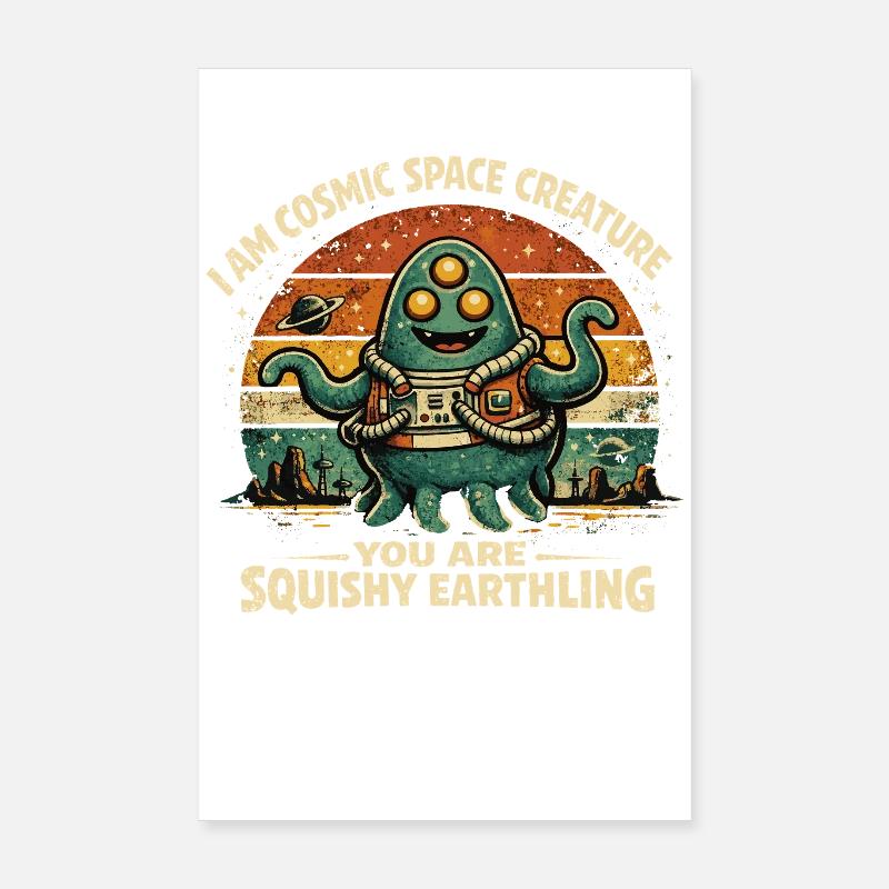 Créature Cosmique Space Alien Rétro Design Poster 20 x 30 cm