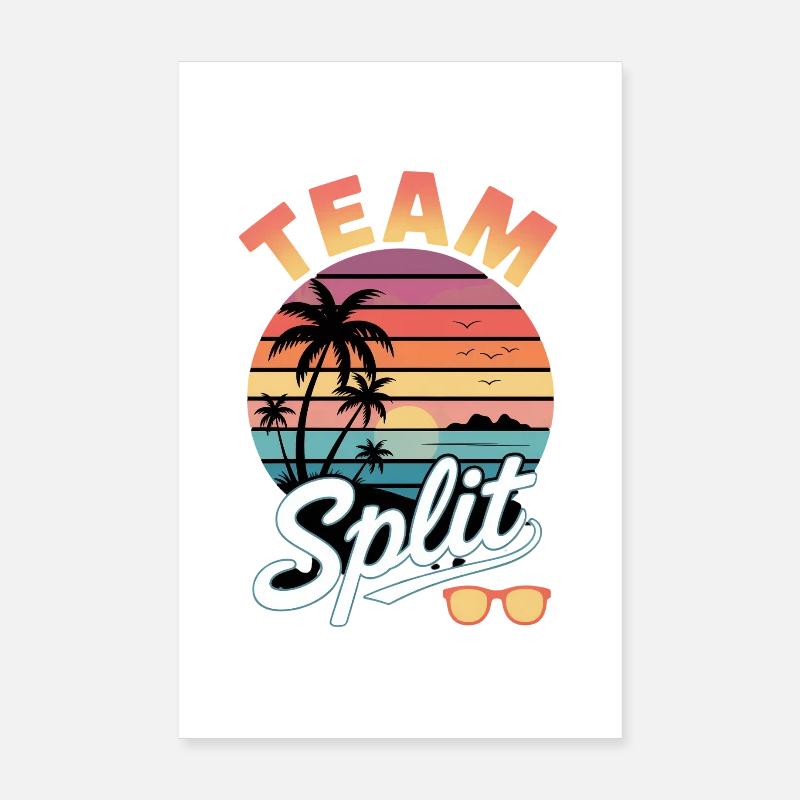 Team Split Sunset Tropics Poster 8" x 12" (20x30 cm)
