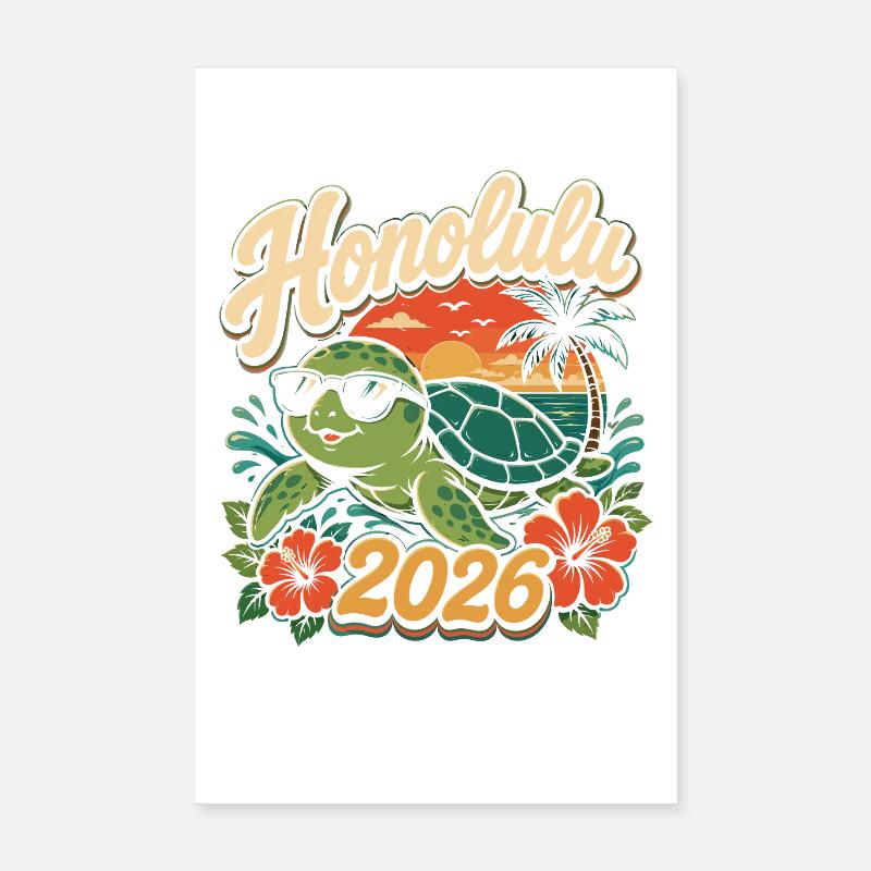Honolulu 2026 Tortoise Poster 20 x 30 cm
