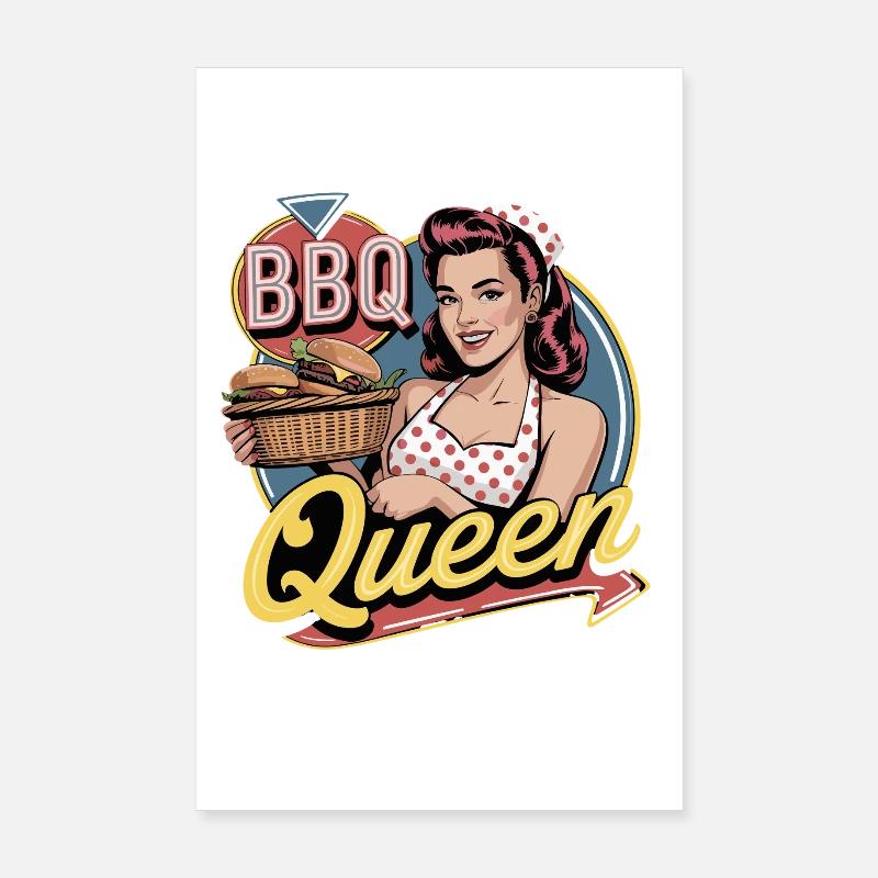 BBQ Queen Retro Grill Master Burger Party Poster 20 x 30 cm
