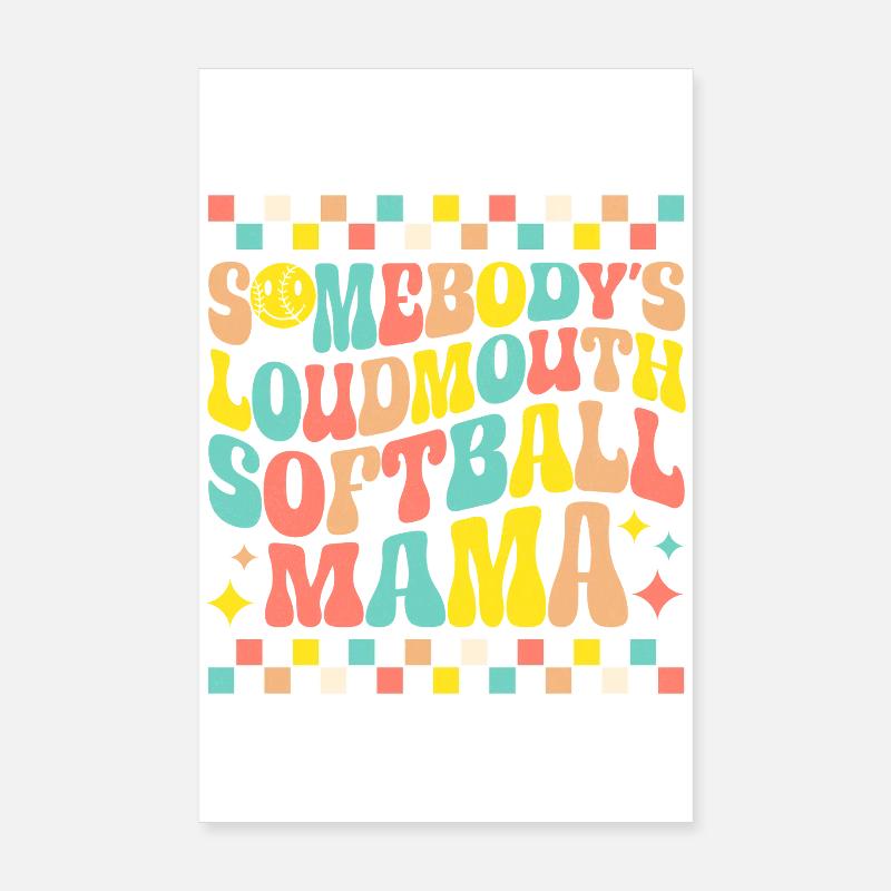 Maman de softball dans un style rétro Poster 20 x 30 cm