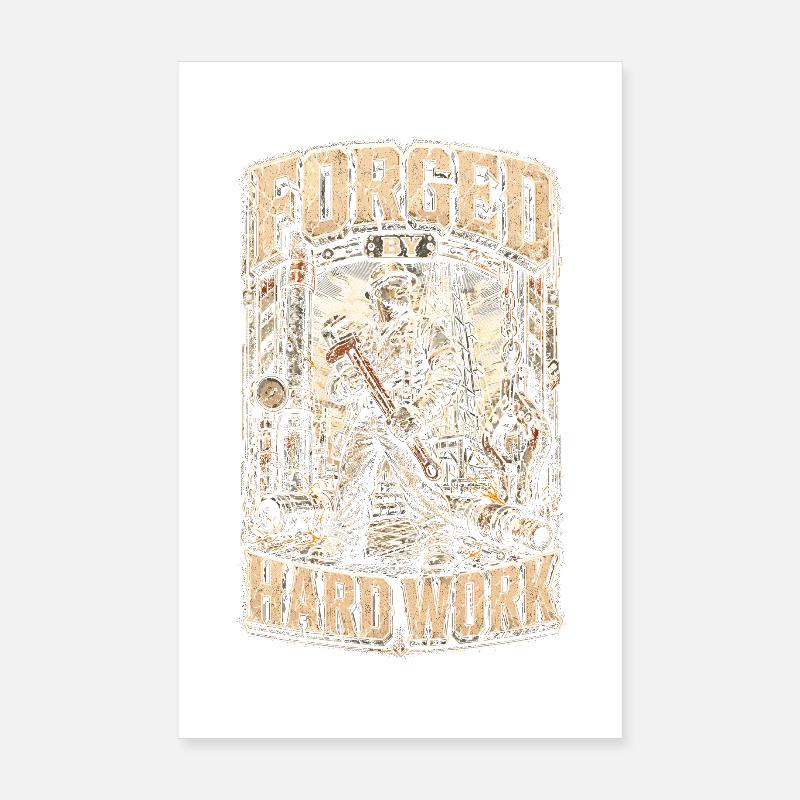 Ouvrier de plateforme pétrolière forgé par le travail acharné Poster 20 x 30 cm