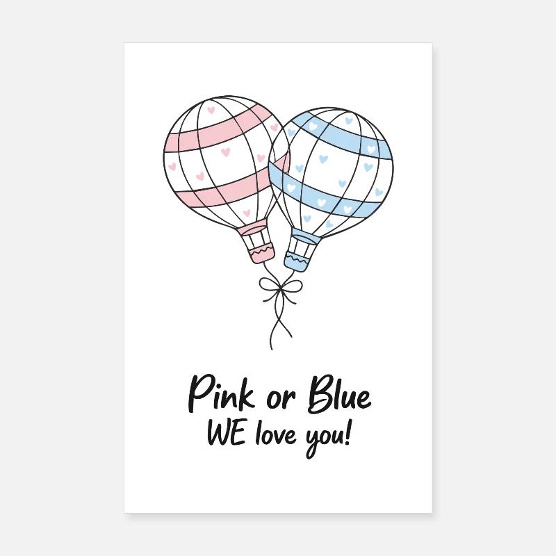 Pink oder Blau Wir lieben dich Babyshower Geschlechterenthüllung Poster 20x30 cm