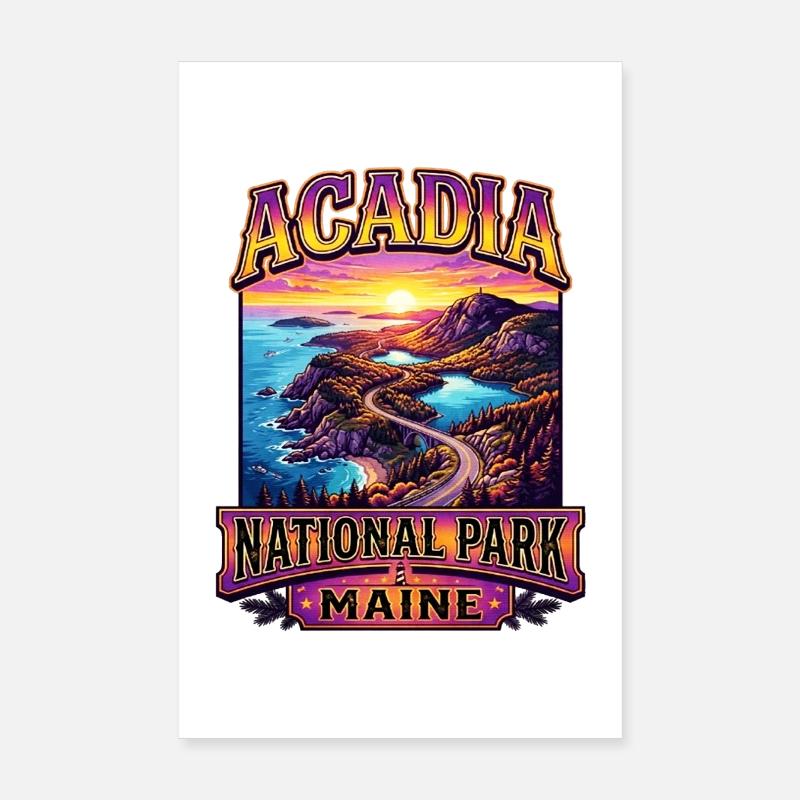 Sentier côtier du parc national d’Acadia au coucher du soleil Poster 20 x 30 cm